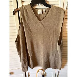 Sweater, CRB Khaki Mens Sweater Vest, size Large, medium brown